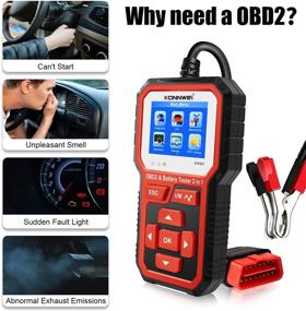 img 3 attached to 🚗 2-in-1 Car Diagnostic Scanner & Battery Load Tester - OBD2 Reader for Check Engine Fault Light, Emission Analyzer, Smog Check - 100-2000 CCA Auto Alternator Analyzer & Scan Tool