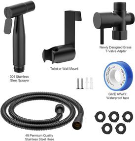 img 2 attached to Stainless Steel Bidet Sprayer for Toilet - Handheld Attachment with Hose for Feminine Wash, Diaper Washing, Pet Showering - Wall or Toilet Mount Black Sprayer