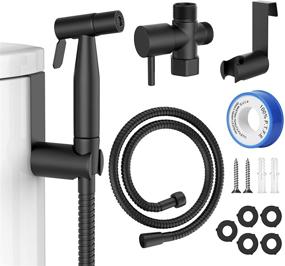 img 4 attached to Stainless Steel Bidet Sprayer for Toilet - Handheld Attachment with Hose for Feminine Wash, Diaper Washing, Pet Showering - Wall or Toilet Mount Black Sprayer