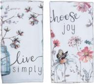 🌟 kay dee designs terry hand towels set (2 pc) - white, with uplifting messages: choose joy and live simply logo