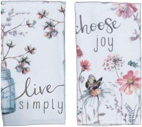 img 4 attached to 🌟 Kay Dee Designs Terry Hand Towels Set (2 pc) - White, with Uplifting Messages: Choose Joy and Live Simply