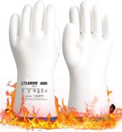 🧤 lanon food grade liquid silicone heat resistant gloves with coralair liner | waterproof & white | size 8 logo