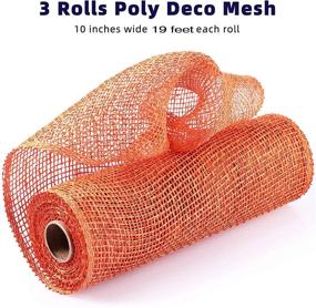 img 3 attached to 🎃 Poly Burlap Deco Mesh: 3 Rolls for Door Wreath Decoration, DIY Crafts in Orange, Golden Yellow, Jute Color - 10 Inch Width!