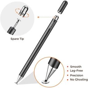 img 2 attached to 🖊️ Joyroom Stylus Pen for iPad: A High Sensitivity Capacitive Pencil for Kids and Students with Palm Rejection Glove, Compatible with Apple/iPhone/iPad/Android/Samsung/Surface (Black)