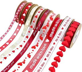 img 4 attached to ❤️ 9-Piece Changsha Hearts Ribbon Set - Satin Ribbons for Valentine's Day and Mother's Day, Printed Heart Ribbons for Gift Wrapping, Wedding and Birthday Party Decor, Craft DIY Supplies