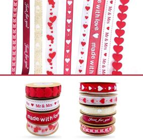 img 2 attached to ❤️ 9-Piece Changsha Hearts Ribbon Set - Satin Ribbons for Valentine's Day and Mother's Day, Printed Heart Ribbons for Gift Wrapping, Wedding and Birthday Party Decor, Craft DIY Supplies