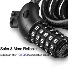 img 2 attached to 🔒 NDakter 4ft High Security Bike Lock Cable with 5-Digit Resettable Combination - Ideal Bicycle Cable Lock for Outdoor Use, 1.2mx12mm