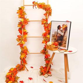 img 2 attached to 🍁 JOHOUSE 78-Inch Fall Garland Maple Leaf, Autumn Hanging Leaf Vines for Thanksgiving Party, Home Wall & Door Decor, Halloween & Christmas Decoration