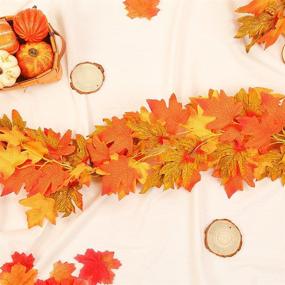 img 1 attached to 🍁 JOHOUSE 78-Inch Fall Garland Maple Leaf, Autumn Hanging Leaf Vines for Thanksgiving Party, Home Wall & Door Decor, Halloween & Christmas Decoration