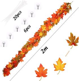 img 3 attached to 🍁 JOHOUSE 78-Inch Fall Garland Maple Leaf, Autumn Hanging Leaf Vines for Thanksgiving Party, Home Wall & Door Decor, Halloween & Christmas Decoration