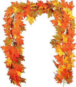 img 4 attached to 🍁 JOHOUSE 78-Inch Fall Garland Maple Leaf, Autumn Hanging Leaf Vines for Thanksgiving Party, Home Wall & Door Decor, Halloween & Christmas Decoration