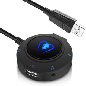 img 4 attached to 😃 Micolindun USB Sound Card Hub Adapter with 3.5mm Audio and Micro Jack for PC Laptop - Plug and Play (Blue)