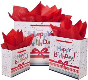 img 4 attached to Assorted 12 Pack Birthday Gift Bags with Tissue Paper and Cards – Vibrant Gift Bags for Birthday Party, Newborns, Kids, Men, and Women