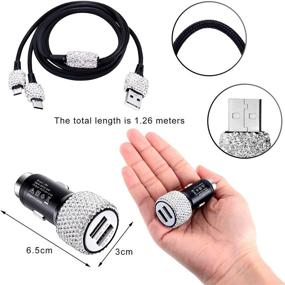 img 1 attached to 📱 5-Piece Set: Bling Rhinestone Cell Phone Accessories for Women and Girls– Includes Car Phone Mount Holder, Car Charger, Charging Cable, and Rhinestone Emblem Sticker