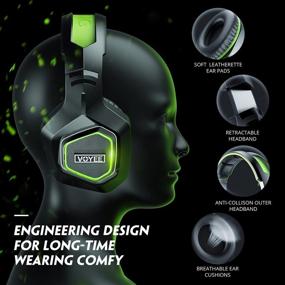 img 2 attached to 🎧 VOYEE Gaming Headset with Noise Isolation Stereo - Xbox One PC PS5 PS4 Compatible, Microphone/LED Light/Bass Surround, Green