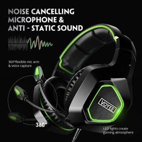 img 1 attached to 🎧 VOYEE Gaming Headset with Noise Isolation Stereo - Xbox One PC PS5 PS4 Compatible, Microphone/LED Light/Bass Surround, Green