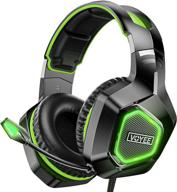 🎧 voyee gaming headset with noise isolation stereo - xbox one pc ps5 ps4 compatible, microphone/led light/bass surround, green logo