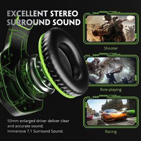 img 3 attached to 🎧 VOYEE Gaming Headset with Noise Isolation Stereo - Xbox One PC PS5 PS4 Compatible, Microphone/LED Light/Bass Surround, Green