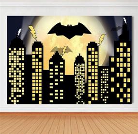 img 3 attached to Vibrant Super Cityscape Photography Backdrops for Boy's Birthday Party: Qian Super City Theme City Skyline Bat Photo Booth Decoration Supplies Background Studio Prop Vinyl