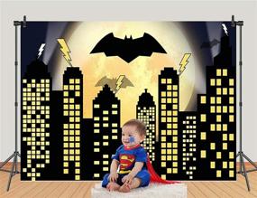 img 2 attached to Vibrant Super Cityscape Photography Backdrops for Boy's Birthday Party: Qian Super City Theme City Skyline Bat Photo Booth Decoration Supplies Background Studio Prop Vinyl