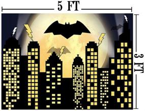 img 1 attached to Vibrant Super Cityscape Photography Backdrops for Boy's Birthday Party: Qian Super City Theme City Skyline Bat Photo Booth Decoration Supplies Background Studio Prop Vinyl