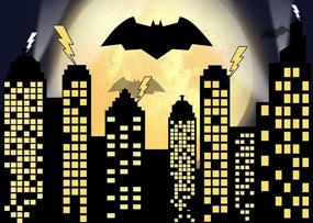 img 4 attached to Vibrant Super Cityscape Photography Backdrops for Boy's Birthday Party: Qian Super City Theme City Skyline Bat Photo Booth Decoration Supplies Background Studio Prop Vinyl