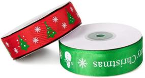 img 2 attached to 🎁 SoFire Christmas Grosgrain Ribbon - 2 Rolls, 1 Inch Wide, 50 Yards, Red and Green Christmas Pattern Printed - Ideal for Gift Wrapping and DIY Crafts