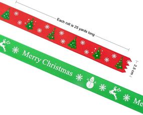 img 3 attached to 🎁 SoFire Christmas Grosgrain Ribbon - 2 Rolls, 1 Inch Wide, 50 Yards, Red and Green Christmas Pattern Printed - Ideal for Gift Wrapping and DIY Crafts