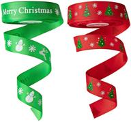 🎁 sofire christmas grosgrain ribbon - 2 rolls, 1 inch wide, 50 yards, red and green christmas pattern printed - ideal for gift wrapping and diy crafts logo