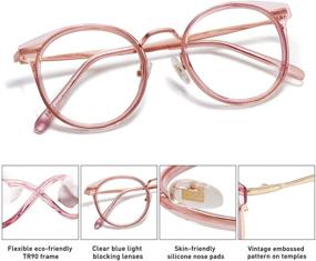 img 2 attached to Женские компьютерные очки TR90 SJ5055 👓 - Старинные круглые очки SOJOS с блокировкой синего света