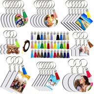 🔑 wholesale pack of 181 sublimation blank keychains: set of 8 shapes for heat transfer crafting, diy keychain pendants, ornament tags, heat resistant tape, tassels, and key chain rings logo