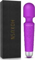 hoxusn powerful wand massager - 8 speeds, 20 vibration modes, usb rechargeable handheld cordless personal massager - portable magic for back, neck, shoulder, and body (purple) logo