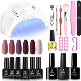 img 4 attached to 💅 Beetles Gel Nail Polish Kit - Purple Burgundy Red Colors & 48W LED Nail Lamp Dryer Set - Fall Winter Gel Polish Starter Kit - Peach Pink Manicure Set - Soak Off Gel Polish for All Skin Tones - Christmas Gift