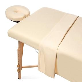 img 3 attached to 💆 Saloniture 3-Piece Flannel Massage Table Sheet Set - Soft Cotton Facial Bed Cover - Flat and Fitted Sheets with Face Cradle Cover - Natural - Improved SEO
