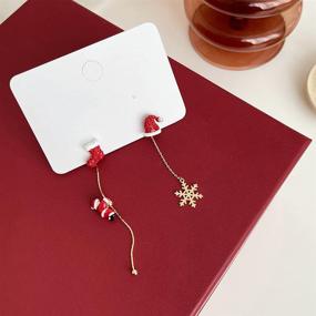 img 3 attached to 🎅 Sparkling Gold Plated Snowflake Santa Claus Threader Tassel Earrings: Festive Sterling Silver Pins with Red Crystal Cubic Zirconia Sock, Christmas Hat, and Christmas Tree Designs – Perfect for Women and Girls as Cute Christmas Xmas Party Gifts, Fashion Jewelry