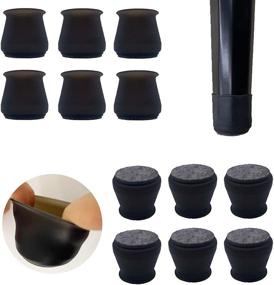 img 4 attached to 🪑 SOLORI 24 PCS Chair Leg Caps with Felt Bottom - Round & Square Silicone Chair Leg Covers for Mute Furniture Moving - Elastic Furniture Protection Cover to Prevent Scratches (Medium-Black)