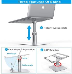 img 3 attached to 💻 Подставка для ноутбука VMEI с регулируемой высотой - эргономичная подставка для MacBook из алюминия, с 360-градусным вращением, совместимая с MacBook/Air/Pro/Dell XPS/HP/всеми ноутбуками от 10 до 17,3 дюймов/всеми планшетами - серебристого цвета.