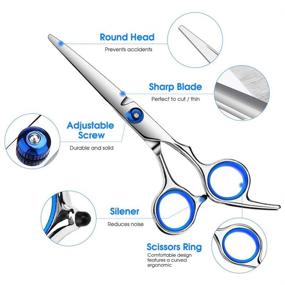 img 2 attached to 💇 Hair Cutting Scissors Set - 10 Pcs Stainless Steel Hairdressing Shears Kit for Professional Barber, Salon, Home Use - Thinning Scissors Included for Men, Women, Kids, and Adults