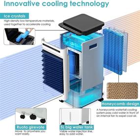 img 3 attached to 🌬️ 65W 4-in-1 Evaporative Air Cooler: 3 Modes, 3 Fan Speeds, LED Display, Remote Control, 7H Timer, 5L Water Tank, Ice Pack