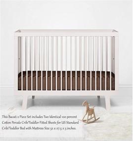 img 1 attached to 🍫 Bacati - 2 Pack of Chocolate Solid Neutral 100% Cotton Percale Universal Baby US Standard Crib or Toddler Bed Fitted Sheets