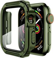 🌿 прочный чехол армейского зеленого цвета с закаленным стеклом для apple watch 38 мм - серии 3/2/1. защитный бампер для мужчин и женщин. логотип