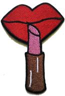 👄 pp patch pink lipstick and lips kiss sexy mouth cartoon embroidered patch applique - ideal for gifts, crafts, jeans, t-shirts, hats, clothing, fabric, and costumes logo