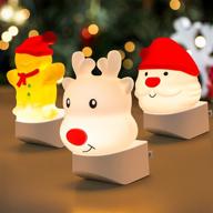 🎅 adjustable brightness and color changing led plug-in night light for christmas decorations - santa claus, deer, gingerbread man - ideal for kids, hallway, bathroom, bedroom - dusk to dawn sensor - perfect gift логотип