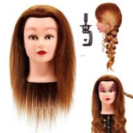 👩 premium brown mannequin head for braiding training: luaija cosmetology with 100% human hair and adjustable stand (20-22") - ideal for hairart, barbering, hairdressing, and salon fashion логотип