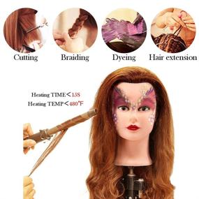 img 2 attached to 👩 Premium Brown Mannequin Head for Braiding Training: LuAiJa Cosmetology with 100% Human Hair and Adjustable Stand (20-22") - Ideal for Hairart, Barbering, Hairdressing, and Salon Fashion