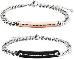 img 1 attached to 💑 JINGMARUO Morse Code Couple Bracelets Set - Stainless Steel His and Hers Matching Bracelets for Valentine's Day Gift, Lover, Boyfriend, Girlfriend