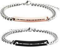 💑 jingmaruo morse code couple bracelets set - stainless steel his and hers matching bracelets for valentine's day gift, lover, boyfriend, girlfriend logo