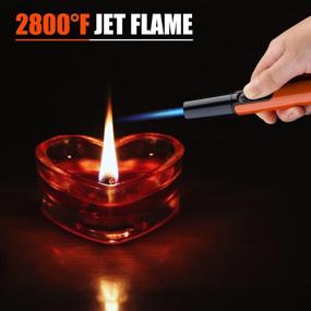 img 1 attached to 🔥 Bbsisgo 2 Pack Butane Torch Lighter: Refillable Windproof Pen Lighter with Adjustable Jet Flame for Grill Candle Camping Fireplace - Blue & Orange (Gas not Included)