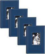 📷 designovation debossed faux leather photo album set - blue (4-pack), holds 300 4x6 photos logo