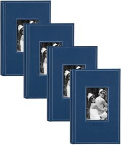 img 4 attached to 📷 DesignOvation Debossed Faux Leather Photo Album Set - Blue (4-Pack), Holds 300 4x6 Photos